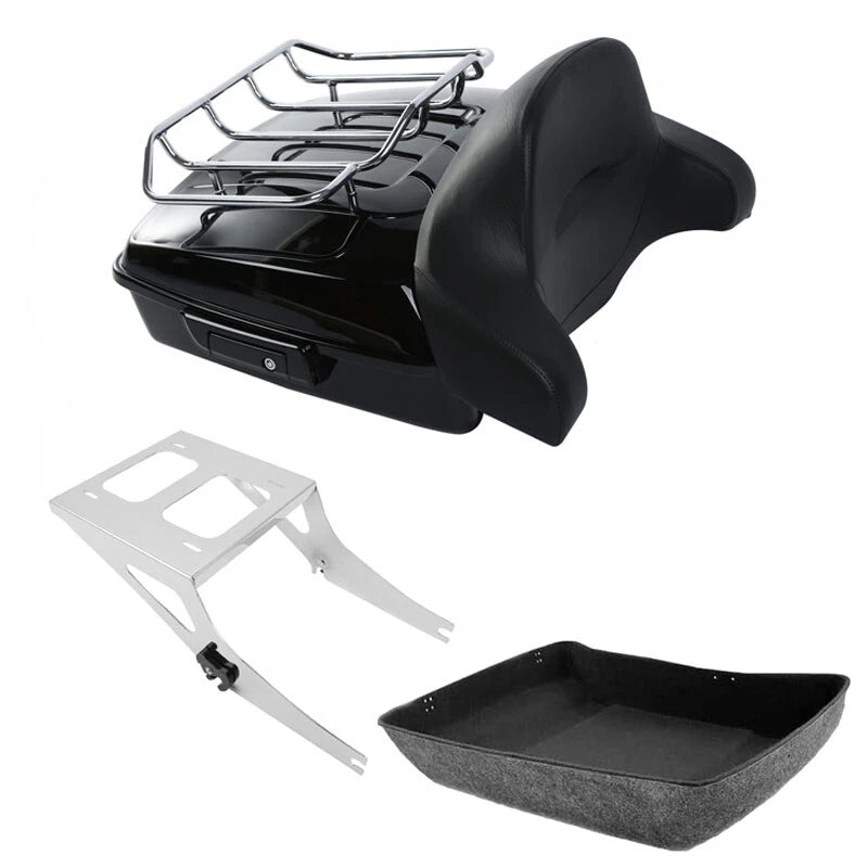 2-Up Chopped Trunk Backrest Pad Rack for Harley Fat Boy (2008–2017)