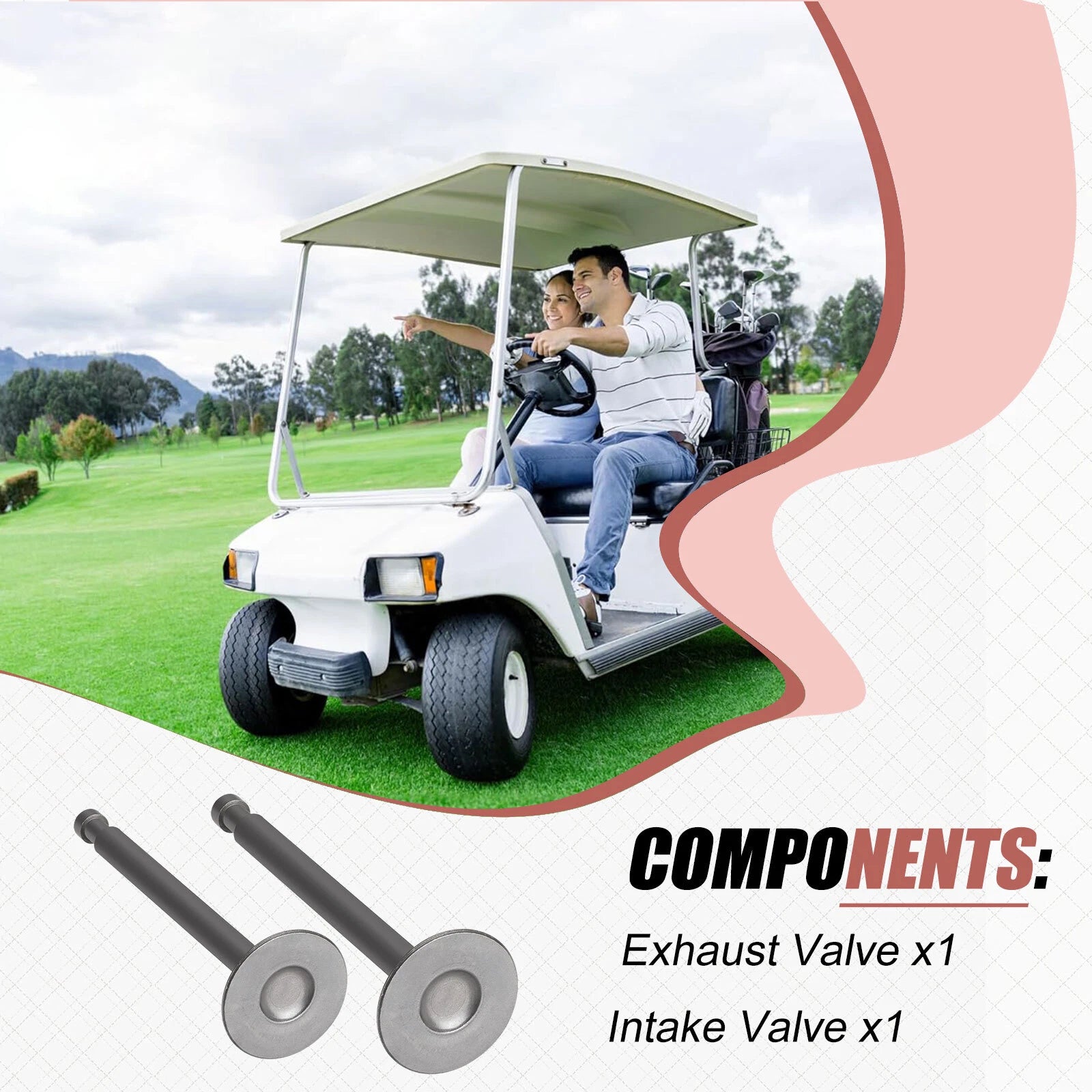 Engine Exhaust & Intake Valve for Club Car Golf Cart 341cc (1984–1991)