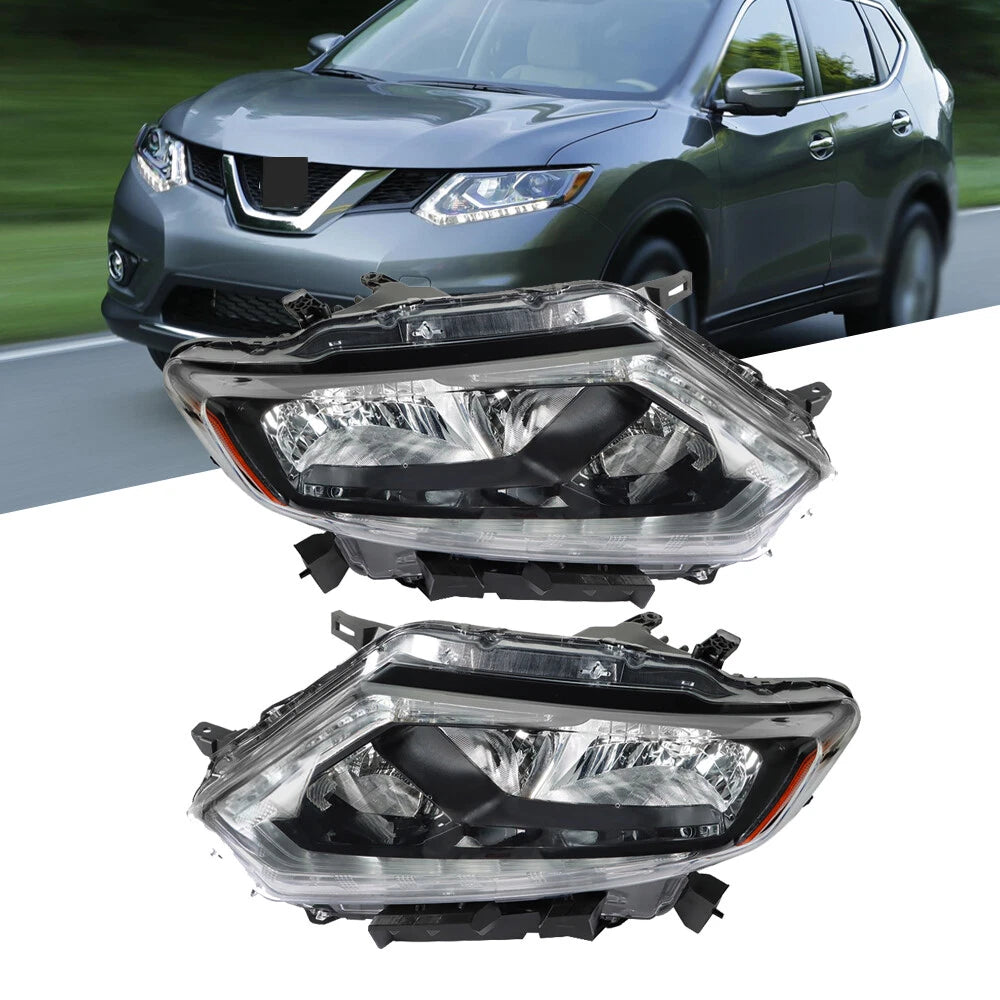 Set of 2 Halogen Headlights for Nissan Rogue (2014–2016)