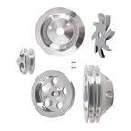2 Groove Long Water Pump Crank Pulley Kit for Small Block Chevy SBC (283-400)