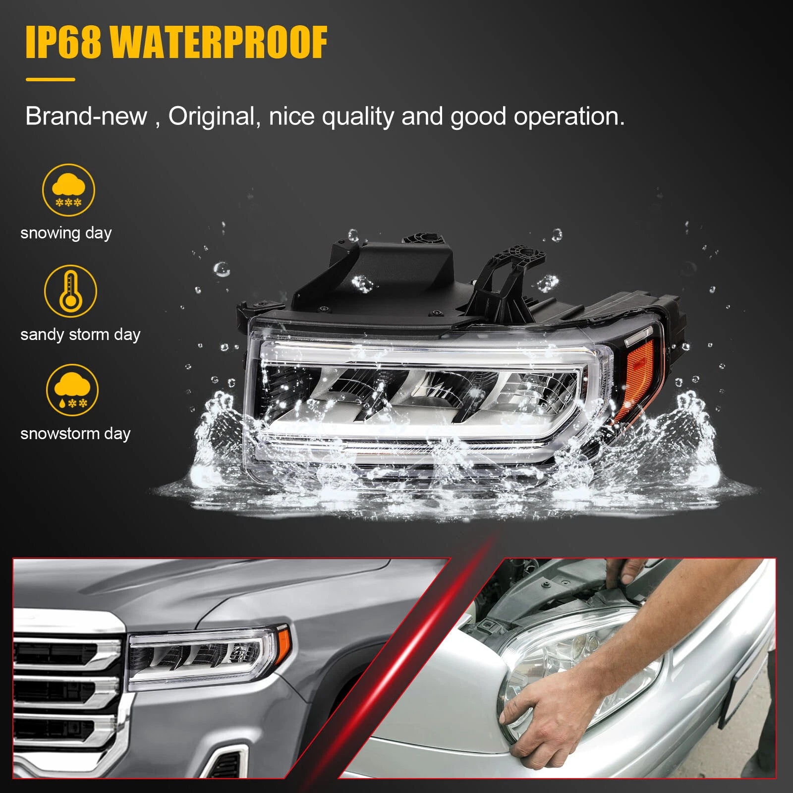 Headlight for GMC Acadia (2020–2023) with LED DRL Driver Left Side