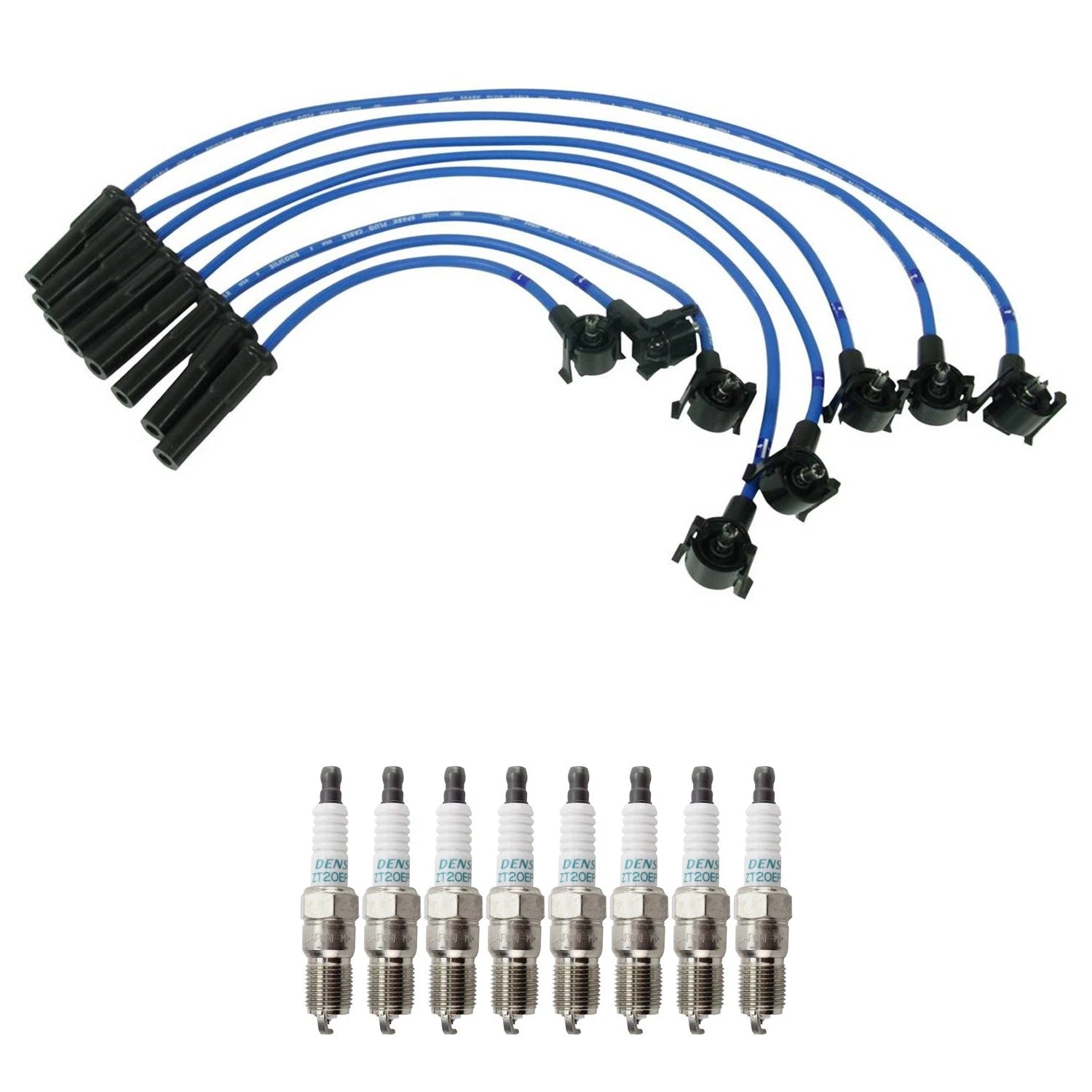 NGK 8mm Wire Set & Denso Iridium Spark Plug Kit for Mazda B2300 (1994–2000)