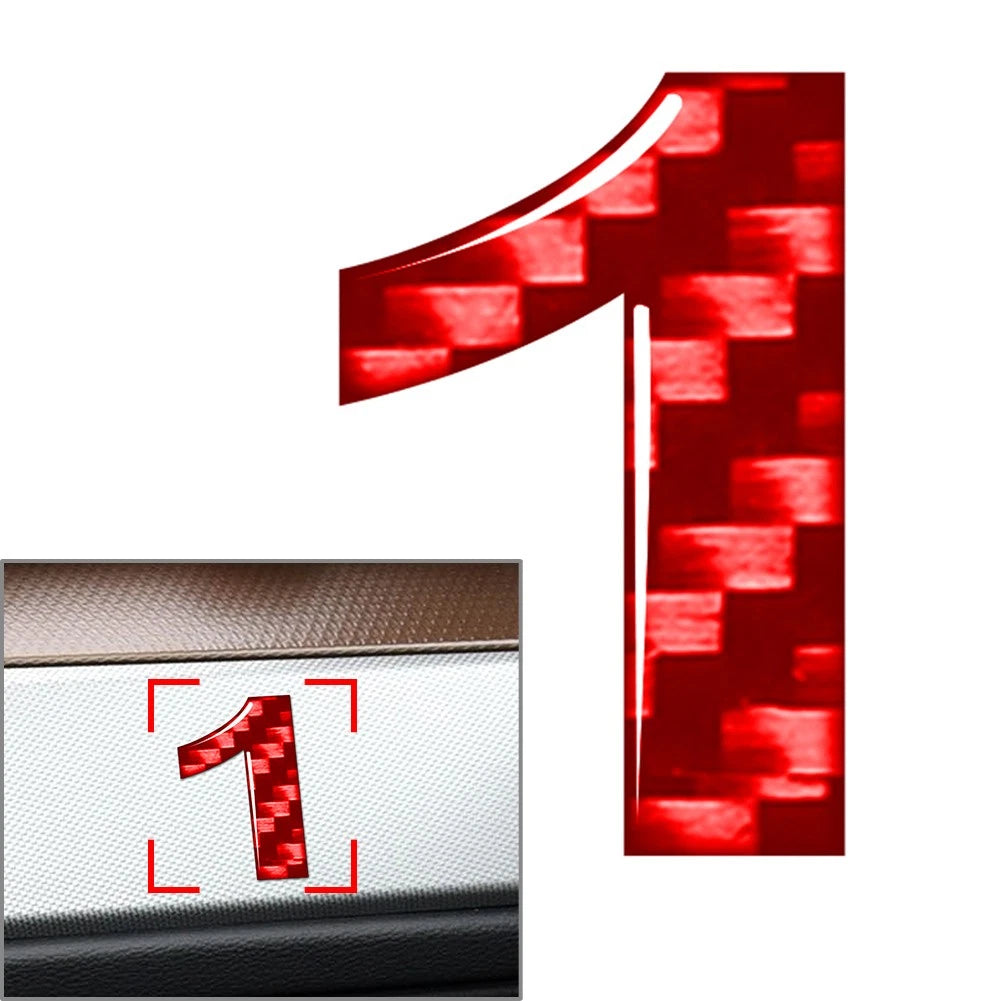 Car Badge Emblem Number Sign Decal Sticker for (Carbon Red)