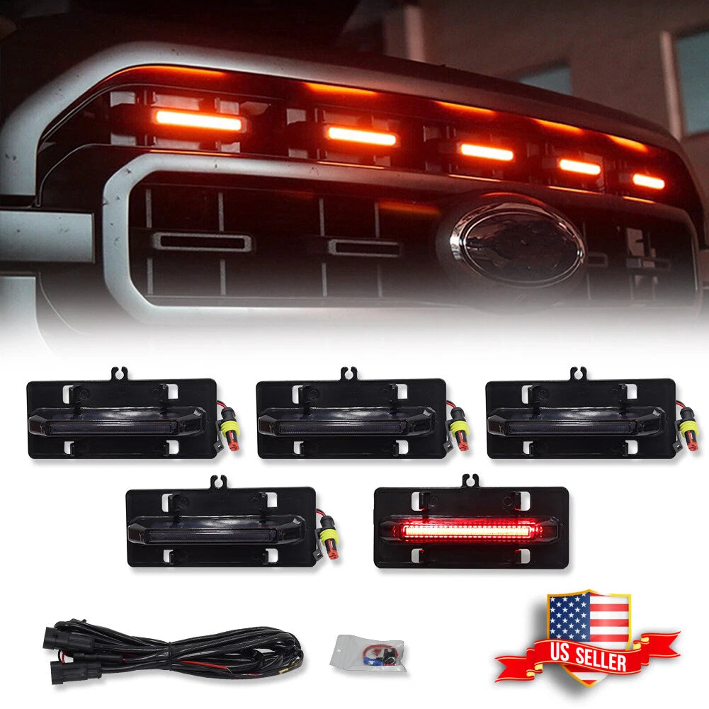 5X Smoke Red LED Front Grille Lights for Ford F150 (2021–2023)