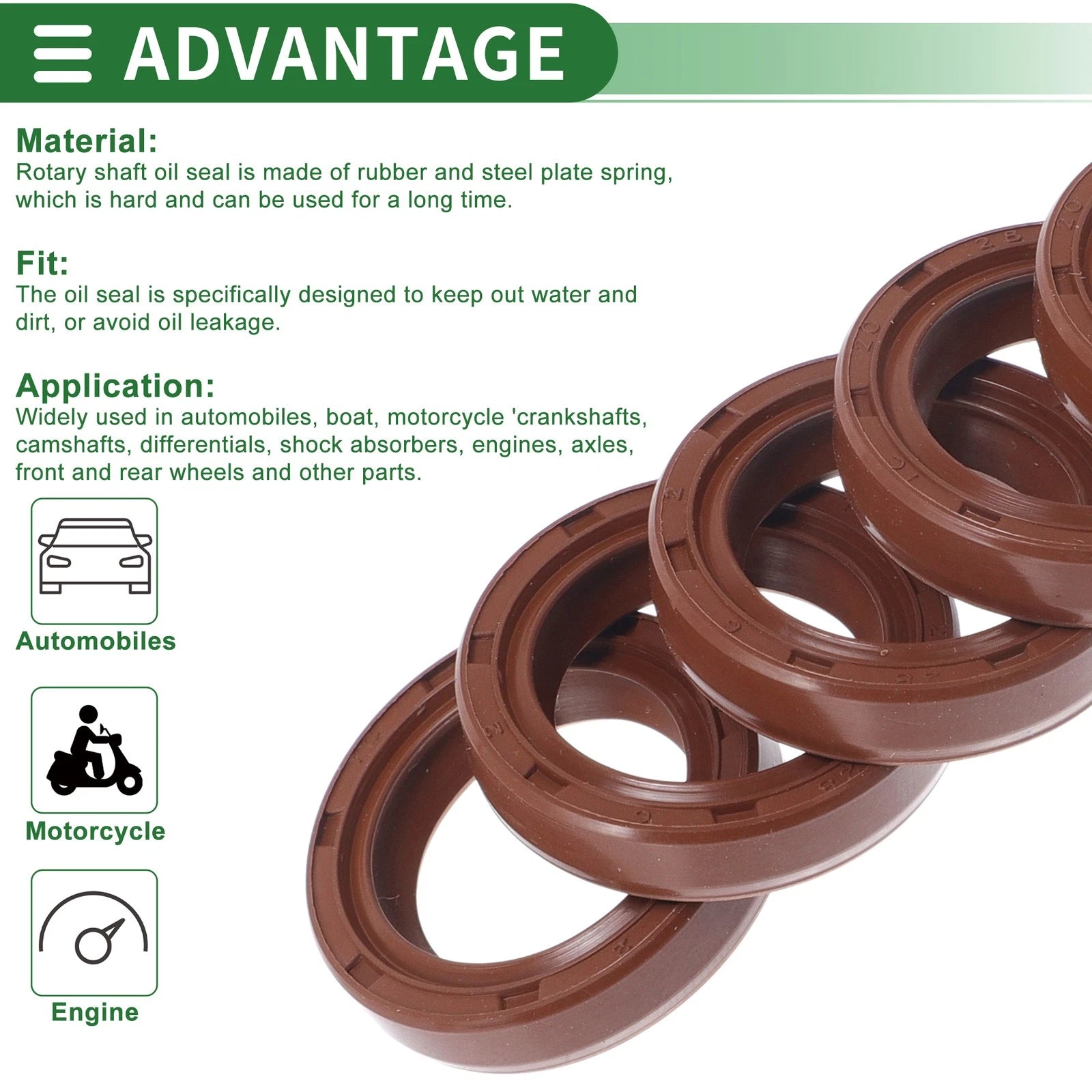 Set of 5 Oil Seal Rotary Shaft Seal FKM Rubber 20x28x6mm