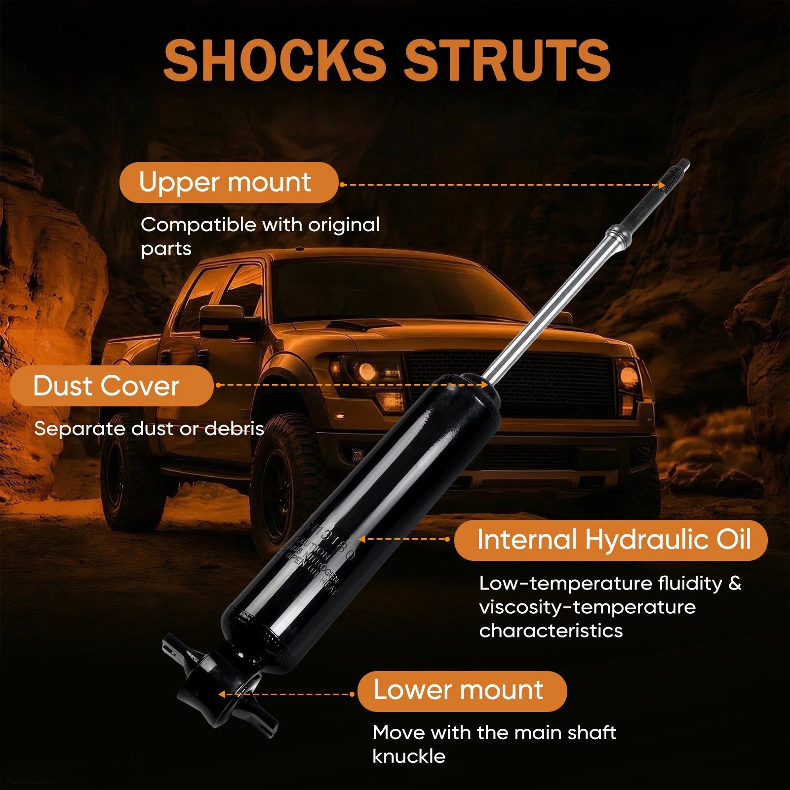 Set of 4 Struts Shocks Absorbers for Dodge Dakota 2WD (1987–1996)