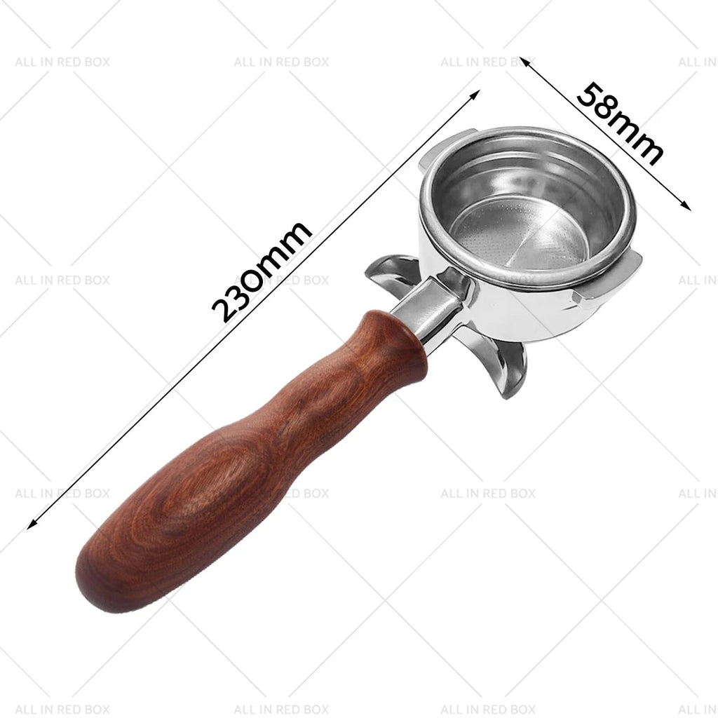 58mm Portafilter for La Marzocco (2 Spout Basket, Wood Handle)