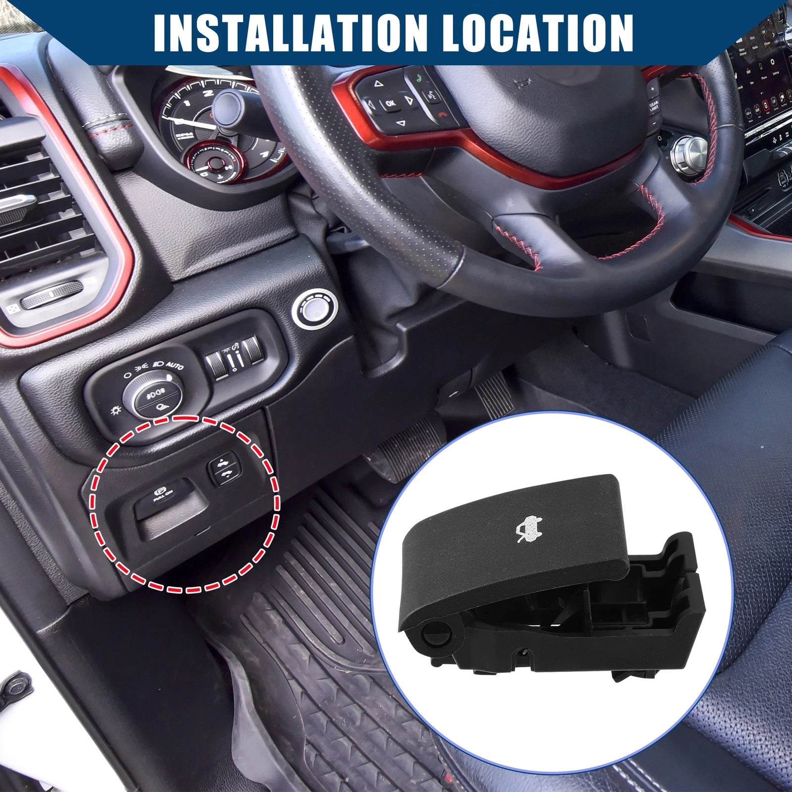 Inner Hood Release Handle for Dodge Ram Pickup (2010–2018) 68085761AA