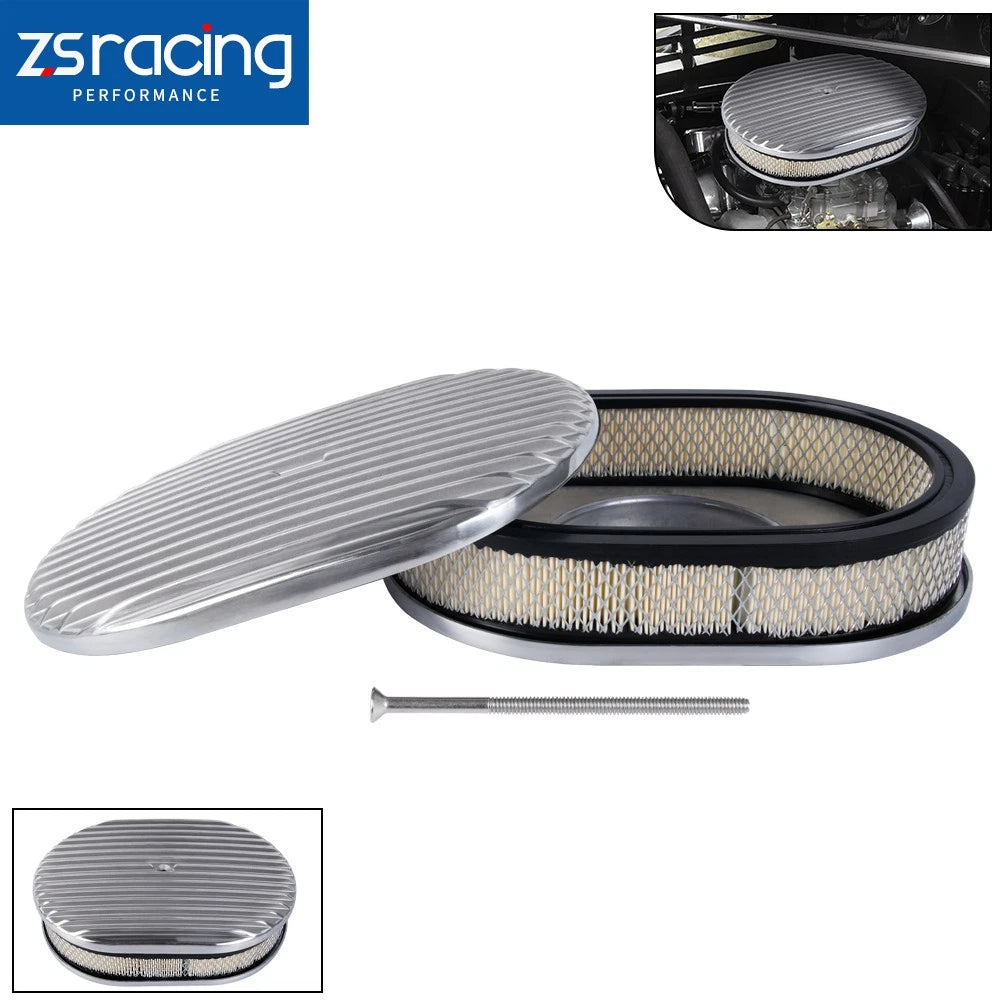 12" Full Finned Air Cleaner Set for 4-Barrel Carburetor (5-1/8" Neck)