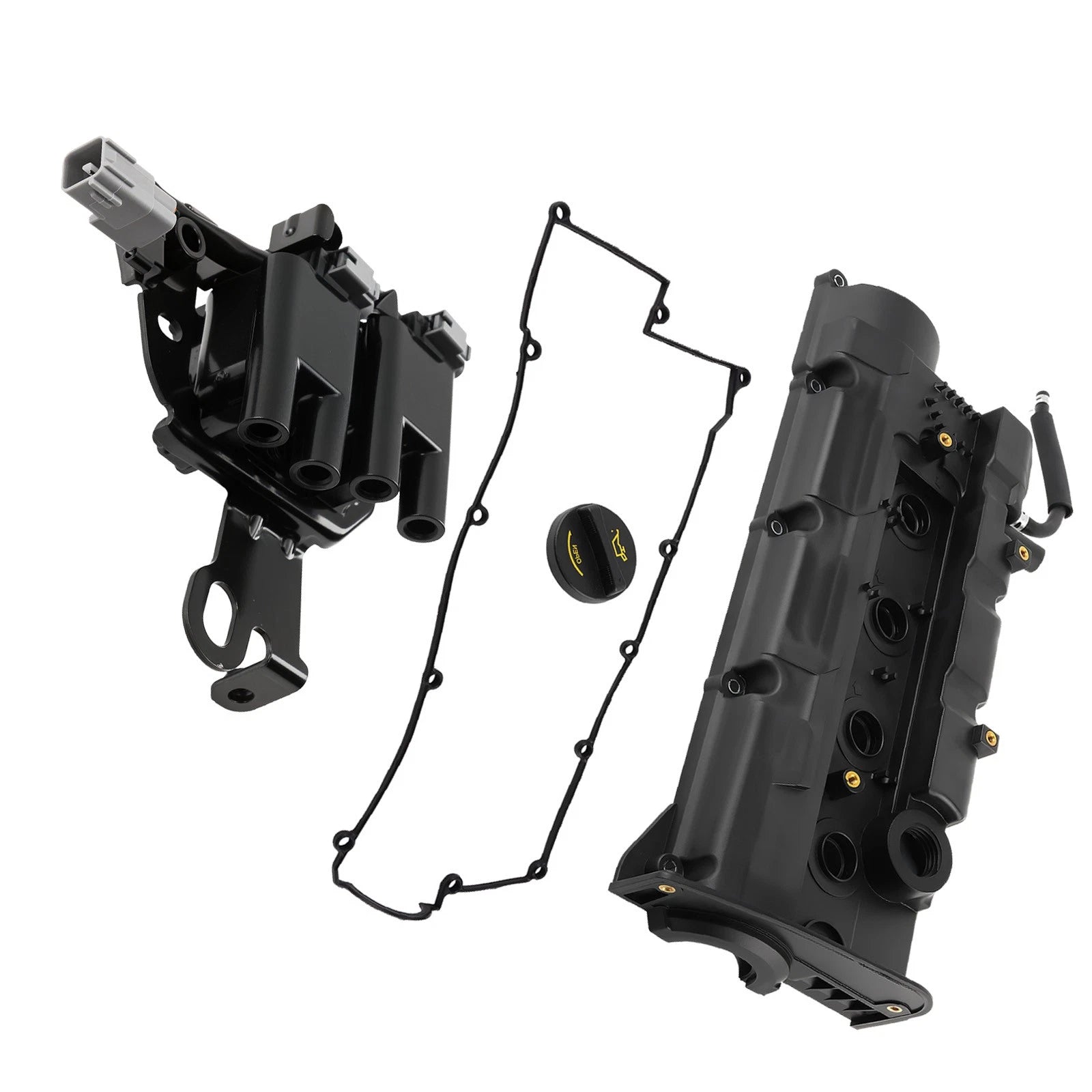 Valve Cover w/ Ignition Coil Kit for Hyundai Elantra 2.0L (2004–2006) UF419 Black