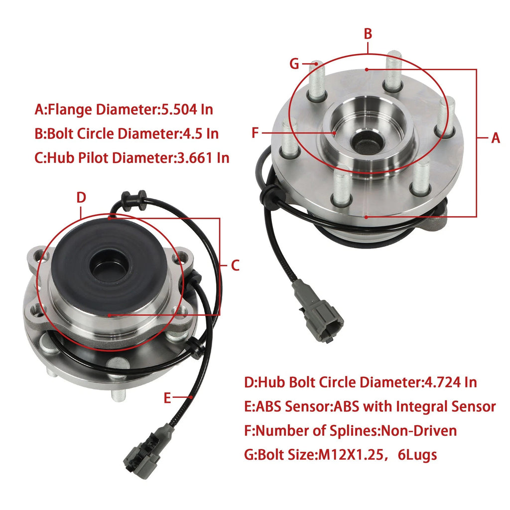 Front Wheel Bearing Hub for Nissan Frontier Pathfinder Xterra Equator (2005-2012)