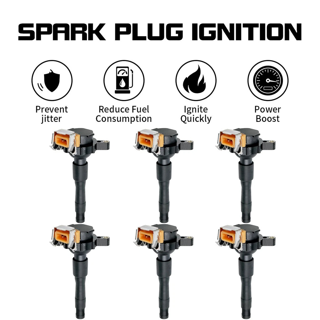 Set of 6 Ignition Coils for BMW E46 E39 X5 E36 325 330 328 525 740 M3 (1995–2005) UF300 UF354