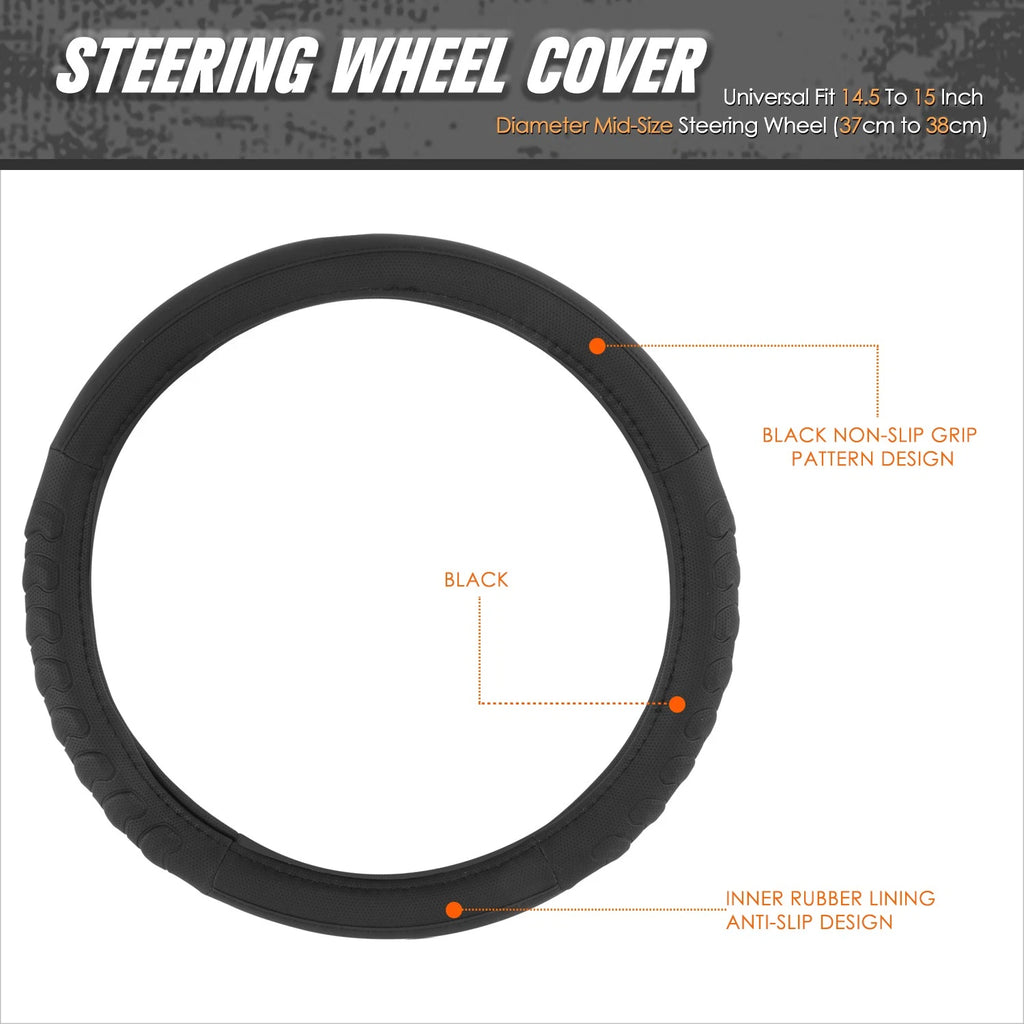 Steering Wheel Cover for Universal Fit (14.5-15" Diameter) Synthetic Leather