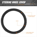 Steering Wheel Cover for Universal Fit (14.5-15" Diameter) Synthetic Leather