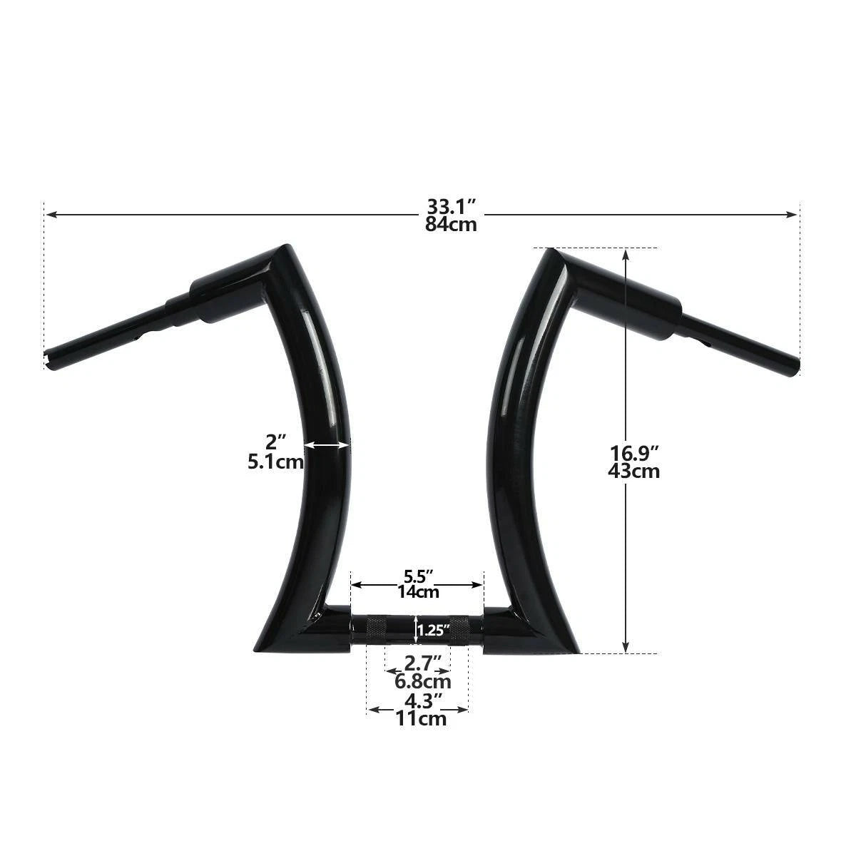 16" Rise 2" Ape Hanger Handlebar for Harley Touring Road King Dyna