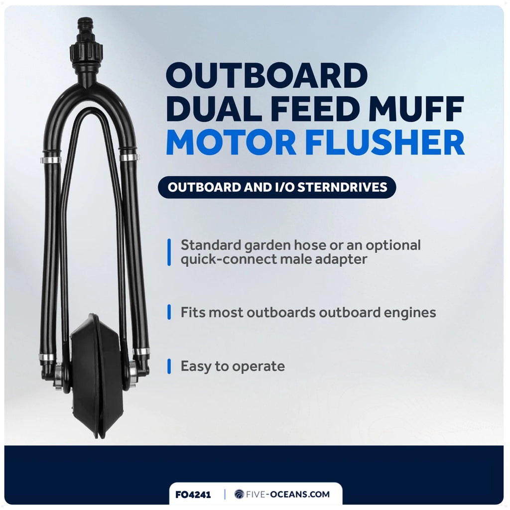 Dual Feed Outboard Motor Muffs for Boat Motor Flusher (PVC Marine Grade)
