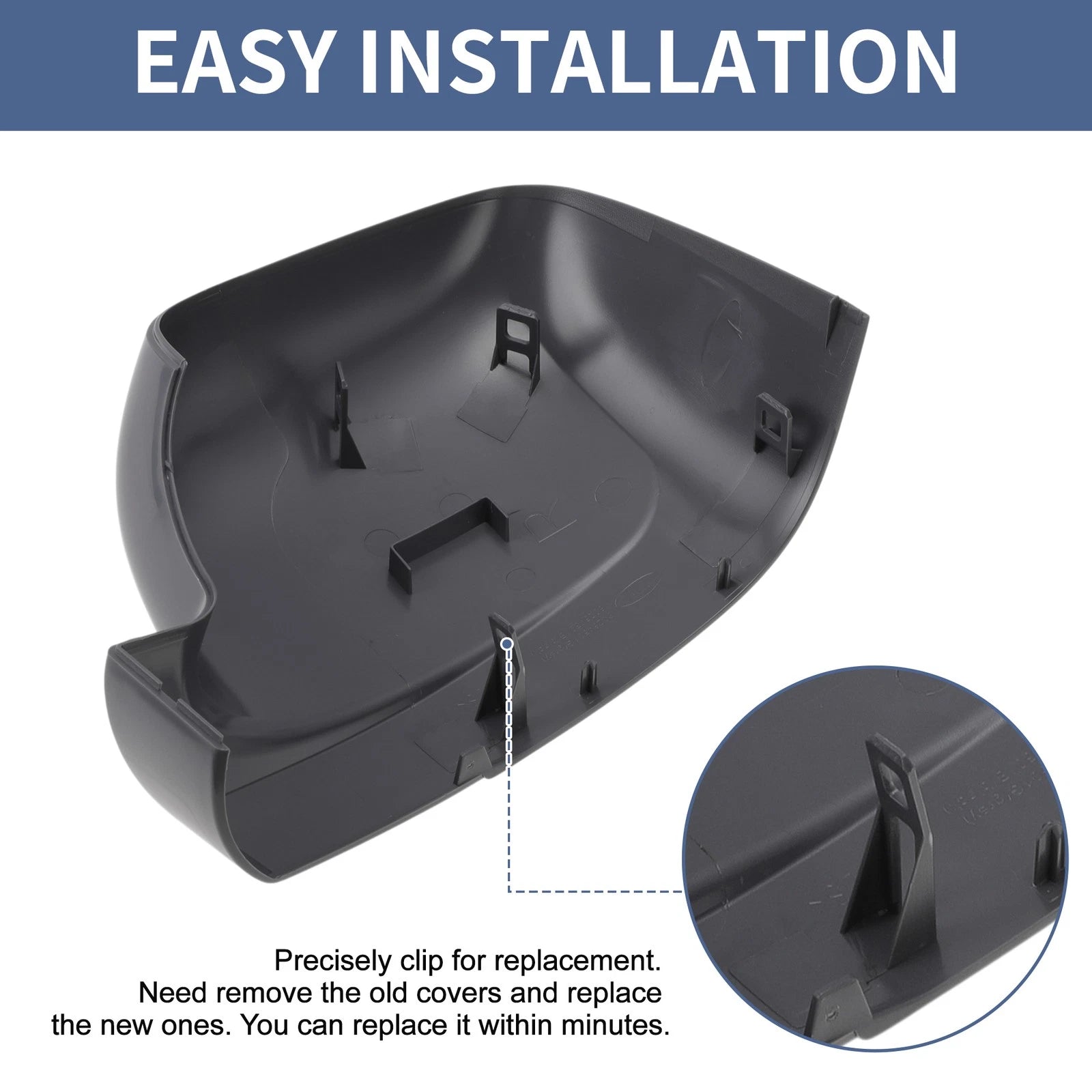Right Driver Side Mirror Cover Cap for Fiat Talento (2016–2020) Gray