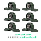 Set of 6 Pillow Block Bearings for UCP201-8 (Self-Aligning, 1/2" Bore)