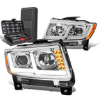 LED Tube Projector Headlight for Grand Cherokee (2011–2013) + Tool Box Chrome
