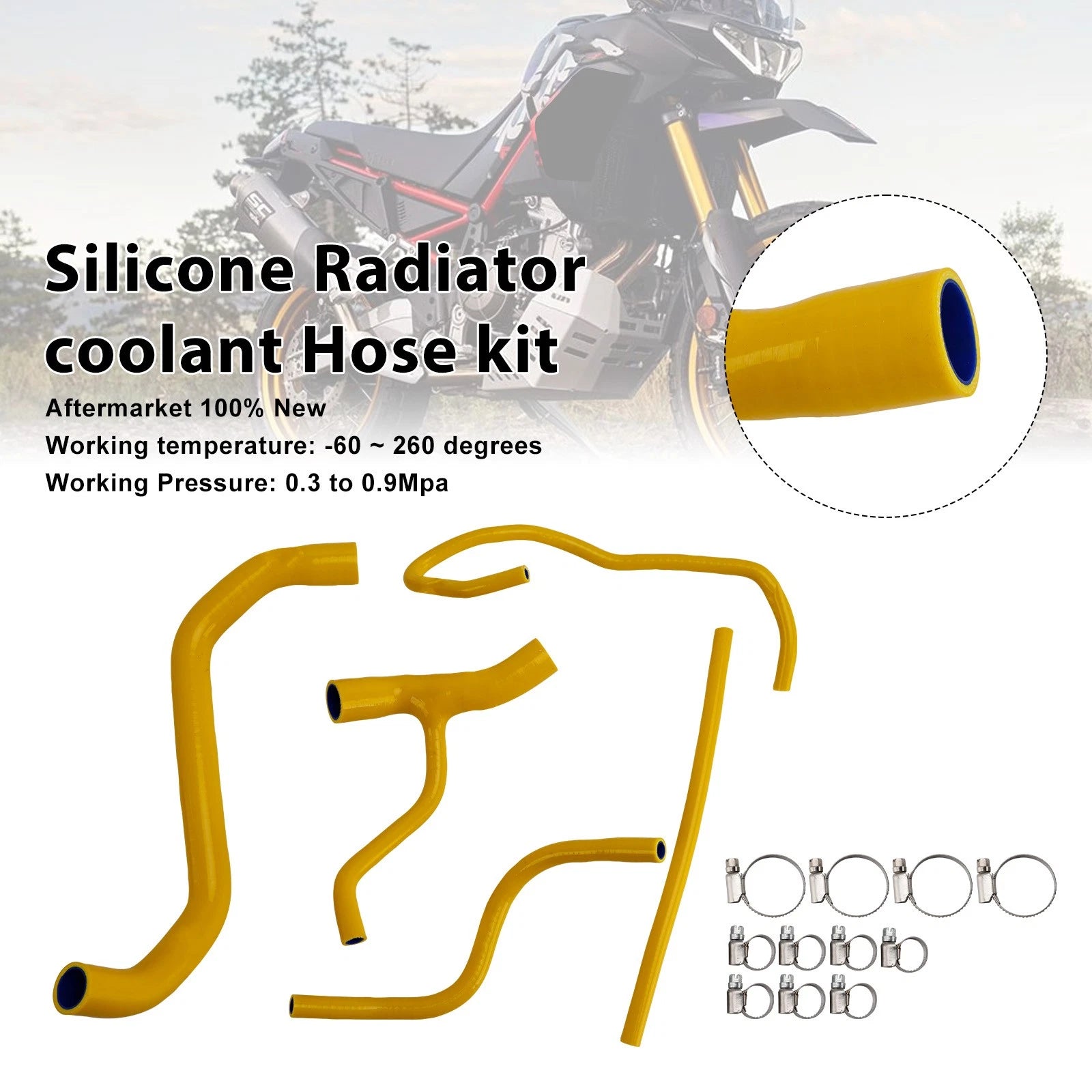 Silicone Radiator Coolant Hose for Aprilia Tuareg 660 (2022–2025) Yellow#17