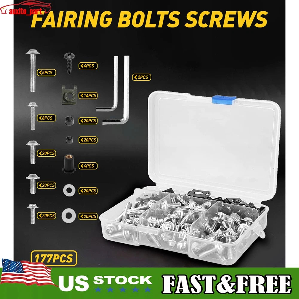 Complete Fairing Kit Bolt Set for Yamaha Honda Kawasaki (Fits Various Models)