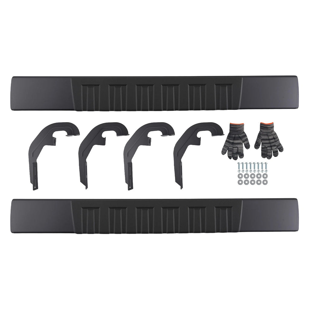 Set of 2 Black 6" Side Step Boards for Chevrolet Silverado GMC Sierra HD (2019–2025)
