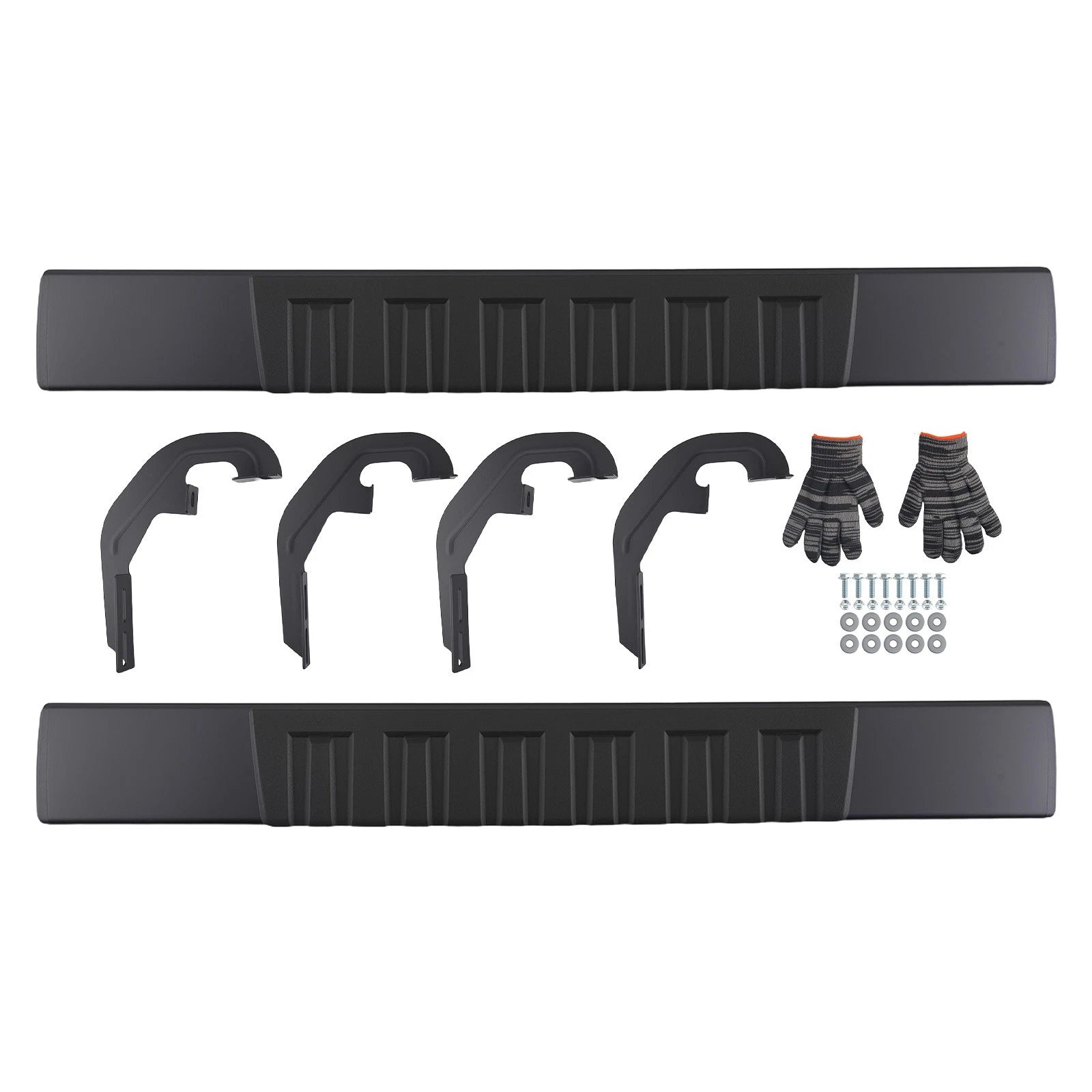 Set of 2 Black 6" Side Step Boards for Chevrolet Silverado GMC Sierra HD (2019–2025)