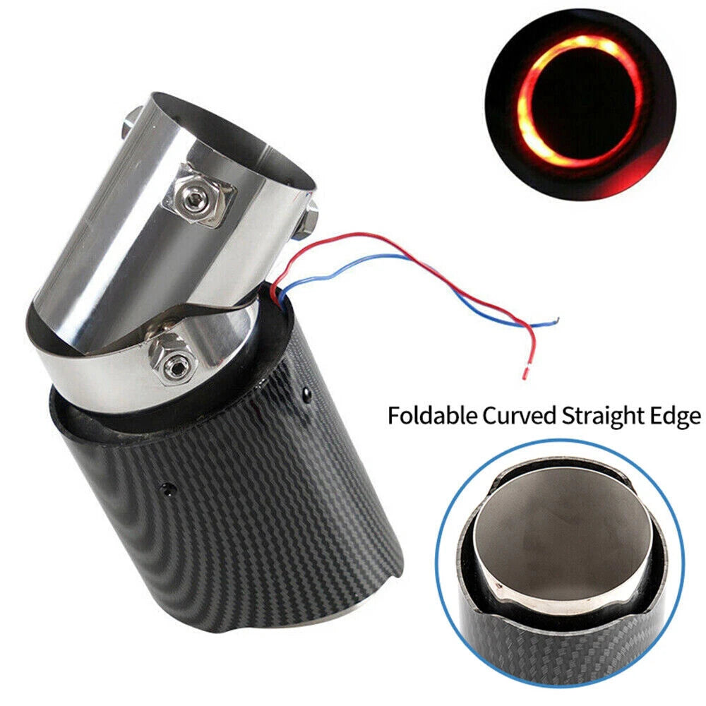 LED Muffler Tip Tail Pipe for Universal Cars - Carbon Fiber Curved