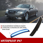2X Smoked Lens Ice Blue LED Front Side Marker Lights for Chrysler 300 (2015–2023)