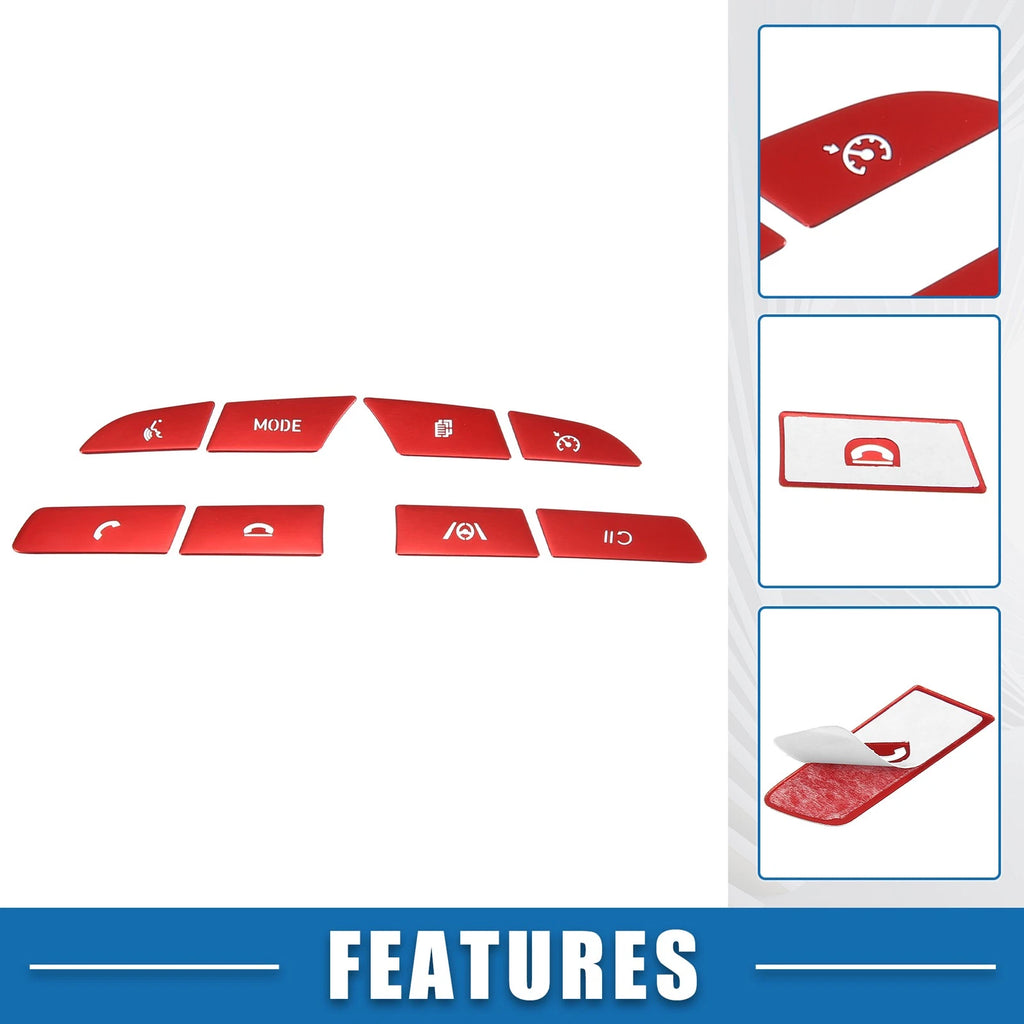 8pcs Steering Wheel Switch Button Cover for Hyundai Sonata (2020–2022) Red