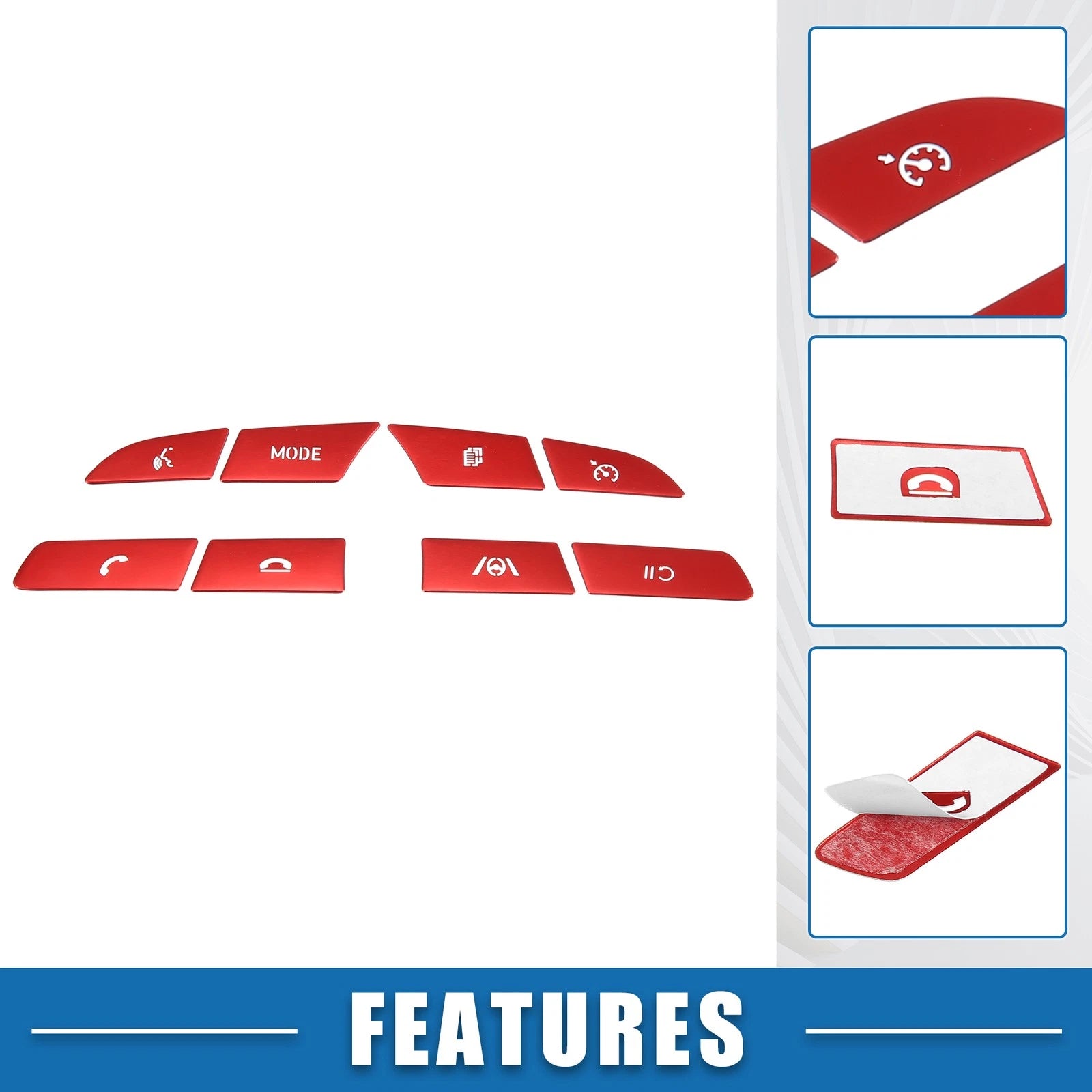 8pcs Steering Wheel Switch Button Cover for Hyundai Sonata (2020–2022) Red