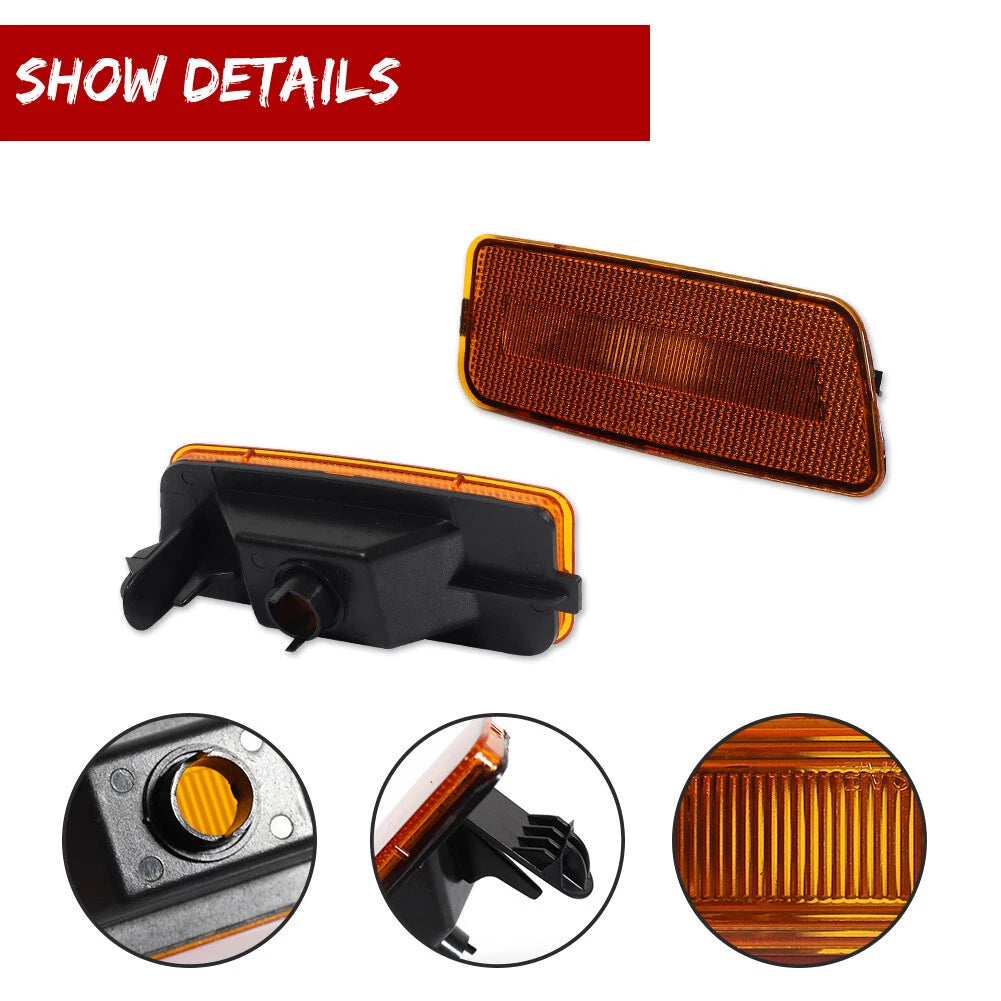 2X Amber Lens Front Bumper Side Marker Lights for VW MK6 Golf GTI (2010–2014)