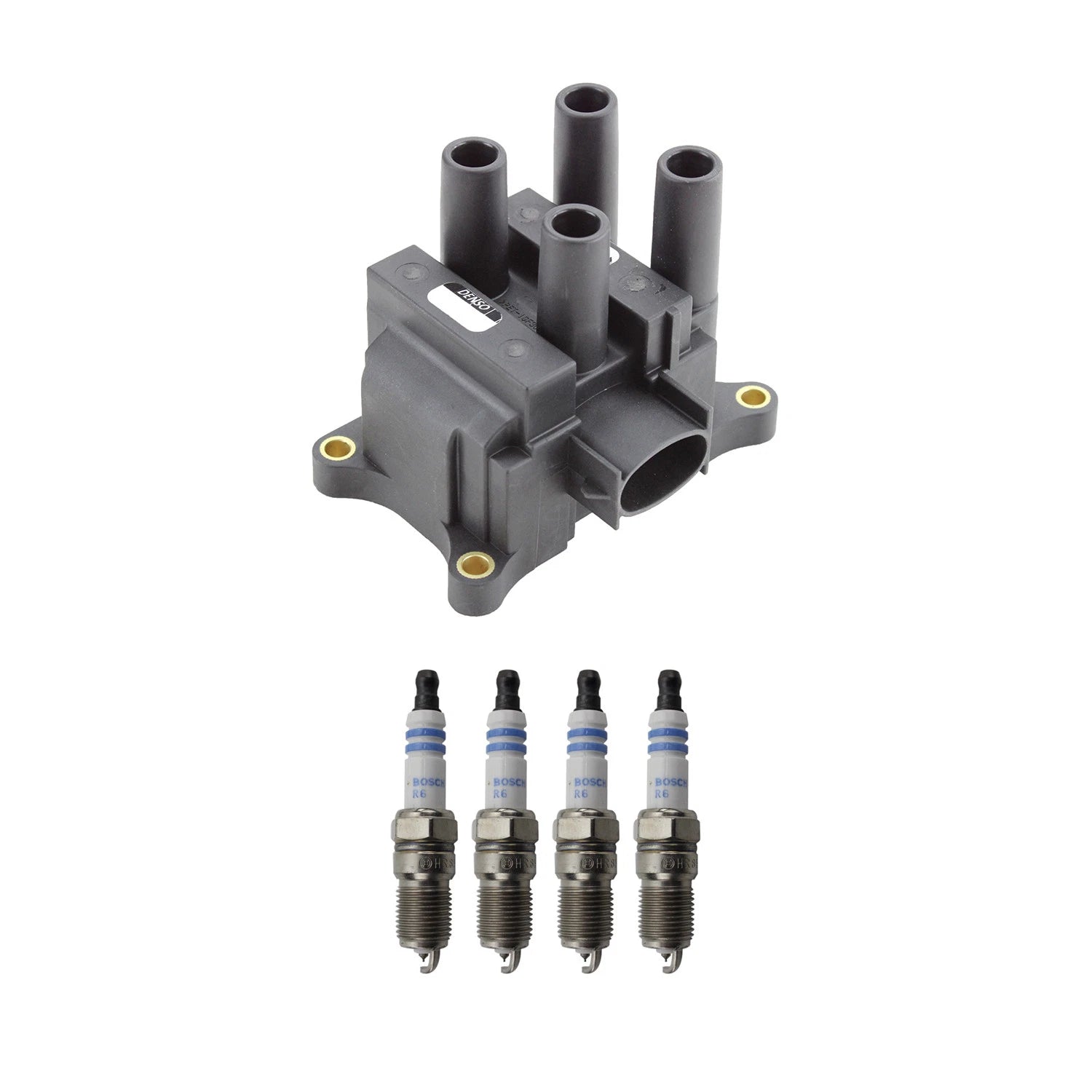 Denso Ignition Coil & Bosch Double Iridium Spark Plugs Kit for Ford Ranger (2006–2011)