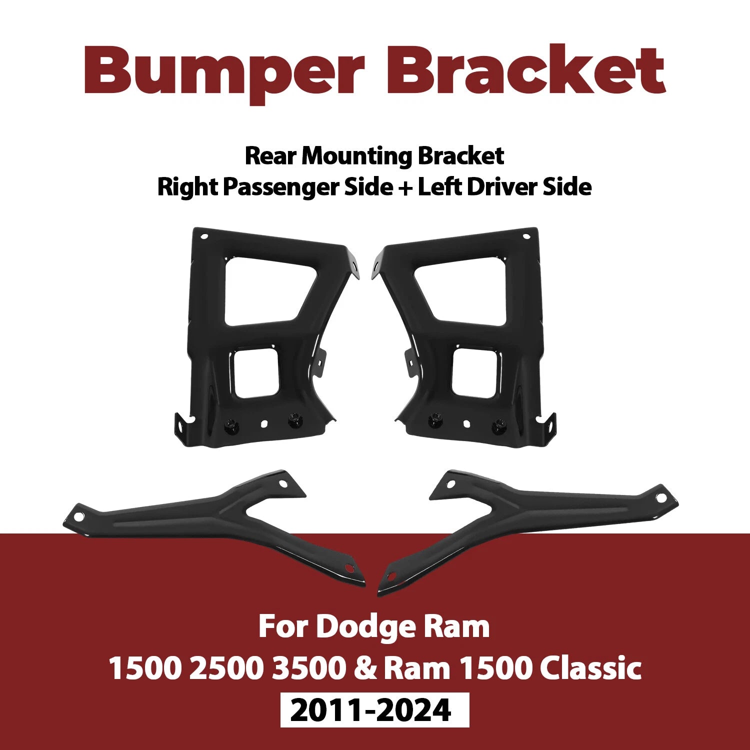 Set of 2 Rear Bumper Brackets for Dodge Ram 2500/3500 (2009–2018)