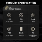 1" 5x4.5 to 5x114.3 Wheel Spacers for Toyota Supra (1987–1998)