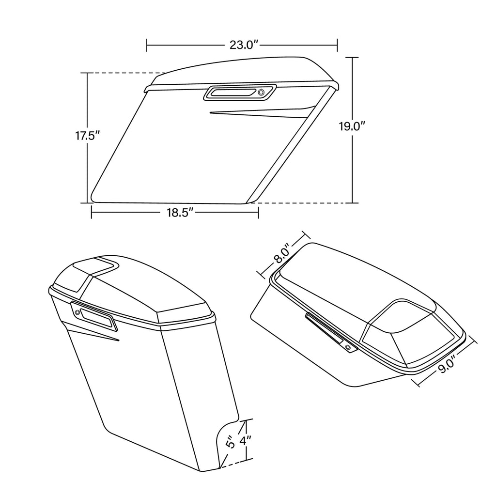 5" Hard Saddlebags for Harley Touring (2014–2023) Gauntlet Gray Metallic/Vivid Black