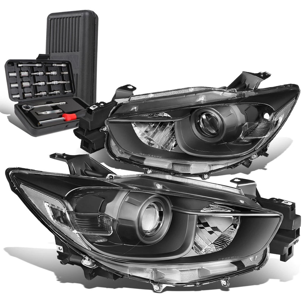 Pair of Projector Headlights for Mazda CX-5 (2013–2016) - Black/Clear