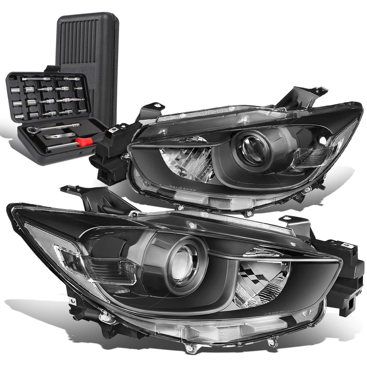Pair of Projector Headlights for Mazda CX-5 (2013–2016) - Black/Clear