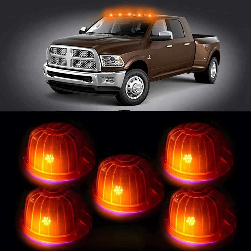 5 Amber Round Cab Marker Covers for Chevrolet Truck Pickup (9069A)