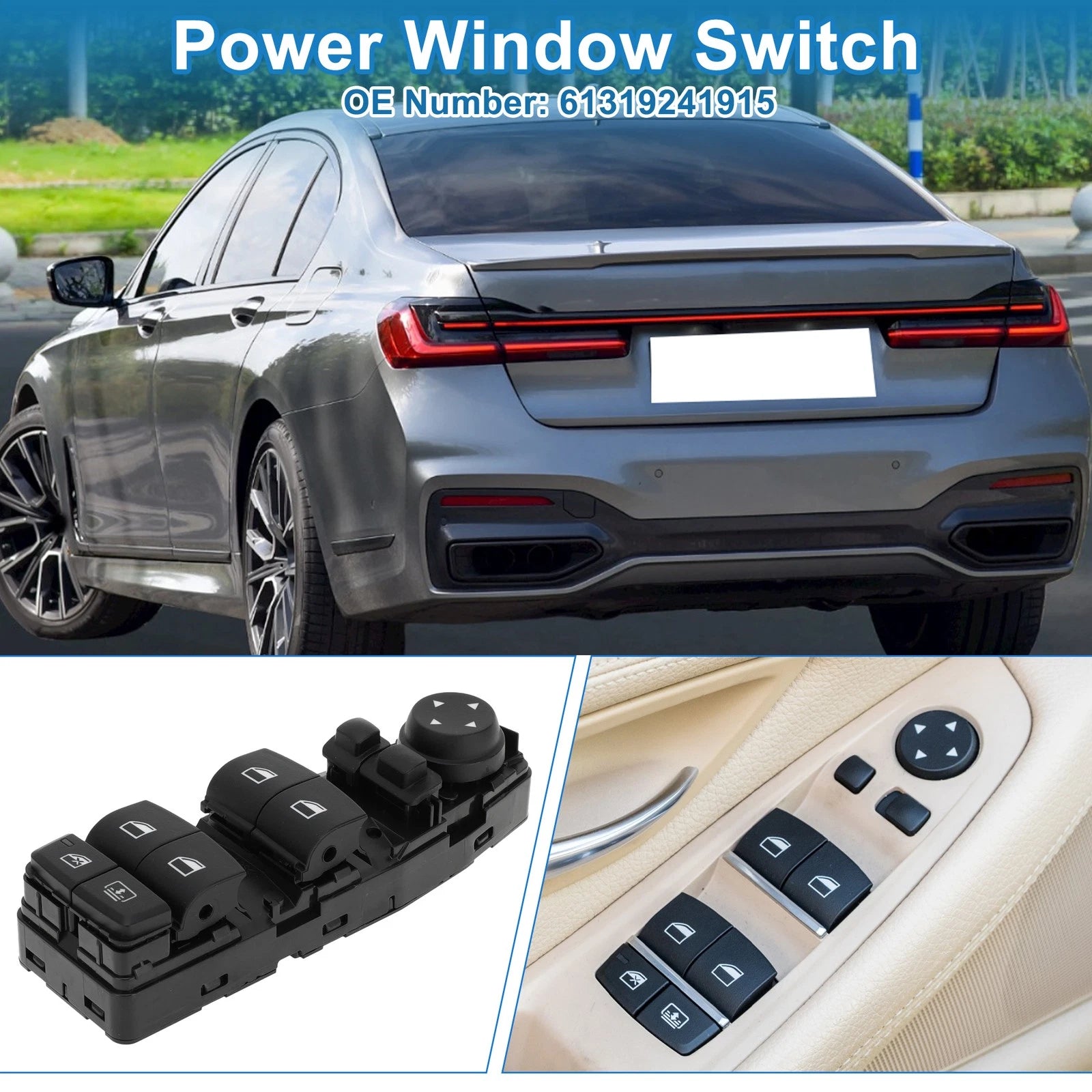 Power Window Switch for BMW 740i 750i 750Li 760Li (2011–2015) No. 61319241915
