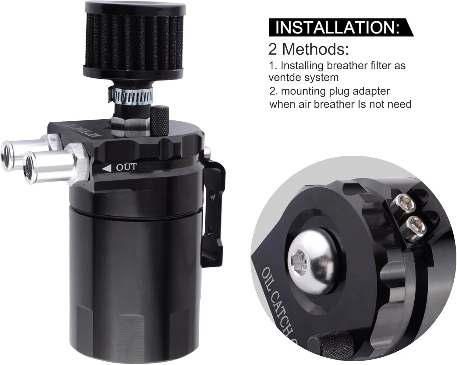 Oil Catch Can Kit for Universal Applications - Baffled Tank w/Breather Filter