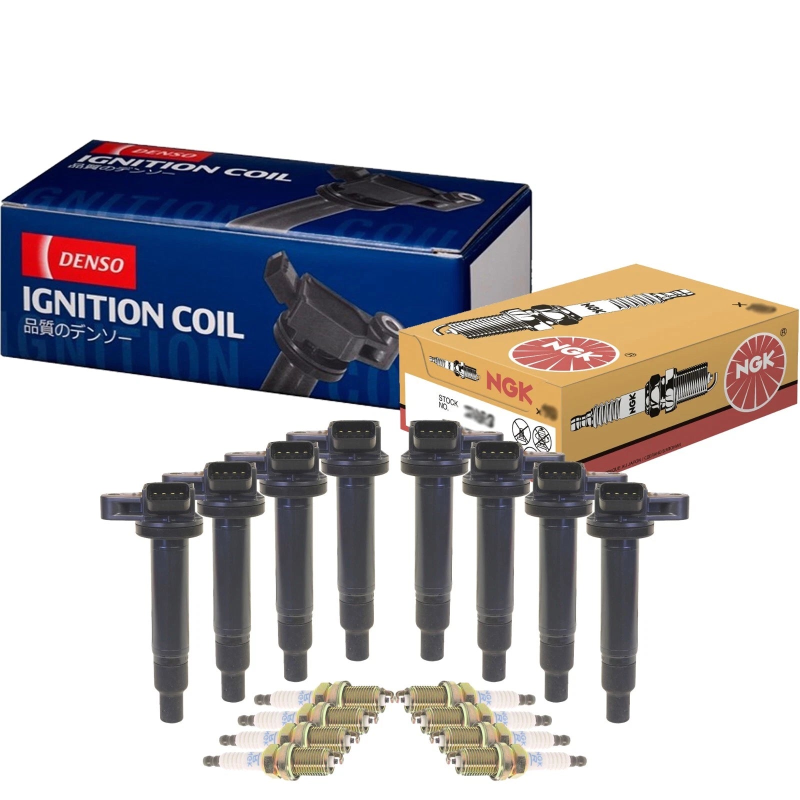 Set of 8 Ignition Coils & Spark Plugs for Lexus Toyota V8 DOHC