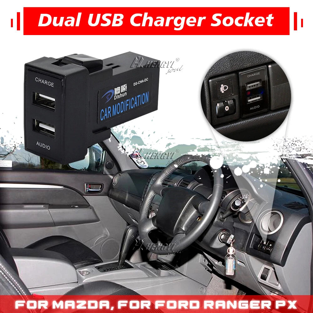 Audio Interface + USB-A QC3.0 Charger for Mazda 3 5 6 RX8 MX5 CX7 CX9 BT50