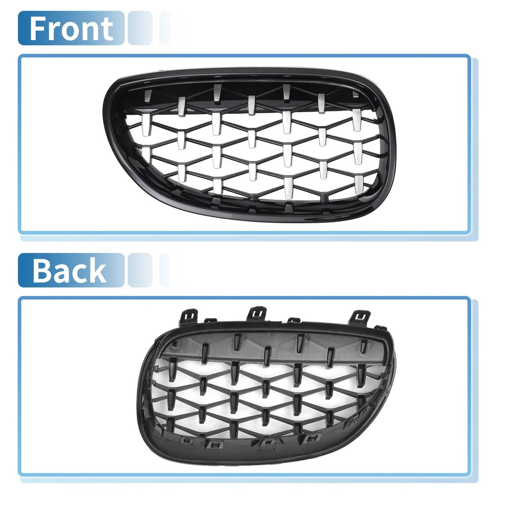 1 x Front Hood Bumper Grille Grill Diamond Star for BMW 5 Series (2004 - 2009)