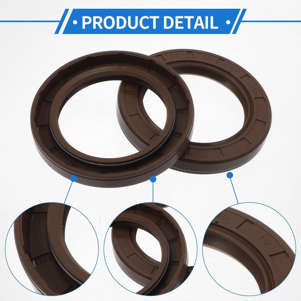 2X Oil Seal Rotary Shaft Seal FKM Rubber 55x80x10mm for Various Models 