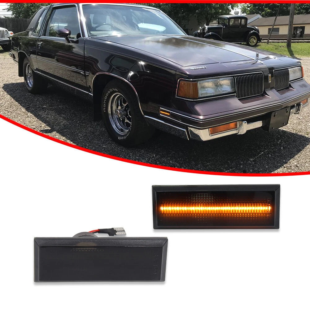 2X Smoked Amber LED Front Side Marker Lights for Oldsmobile Cutlass (1981–1988)