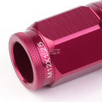 Set of 16 Open-End Aluminum Pink Lug Nuts + 4 Lock Nuts + Adapter M12x1.25