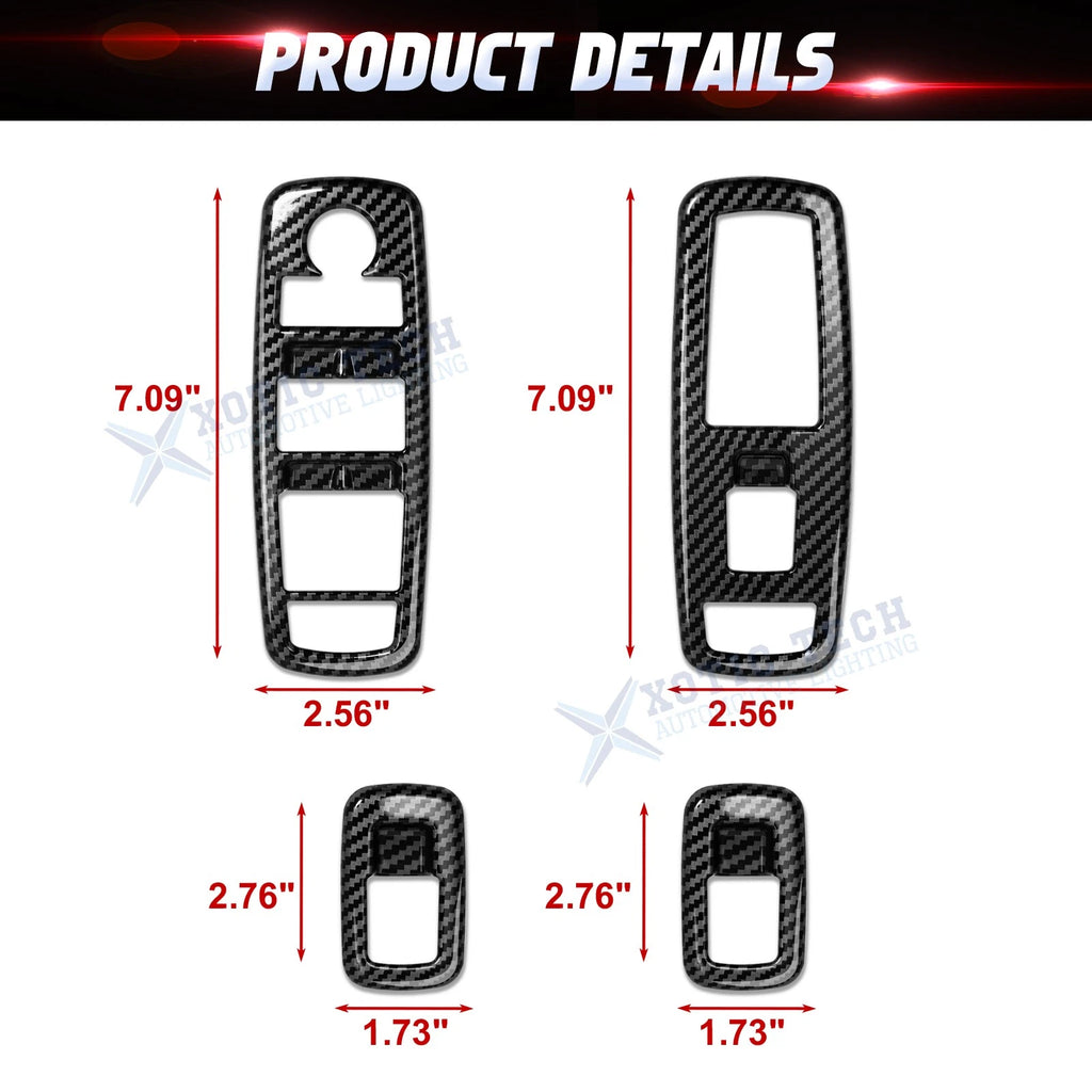 Carbon Fiber Texture Window Lift Switch Panel Overlay Trim Fit Dodge Charger (2011-2021)