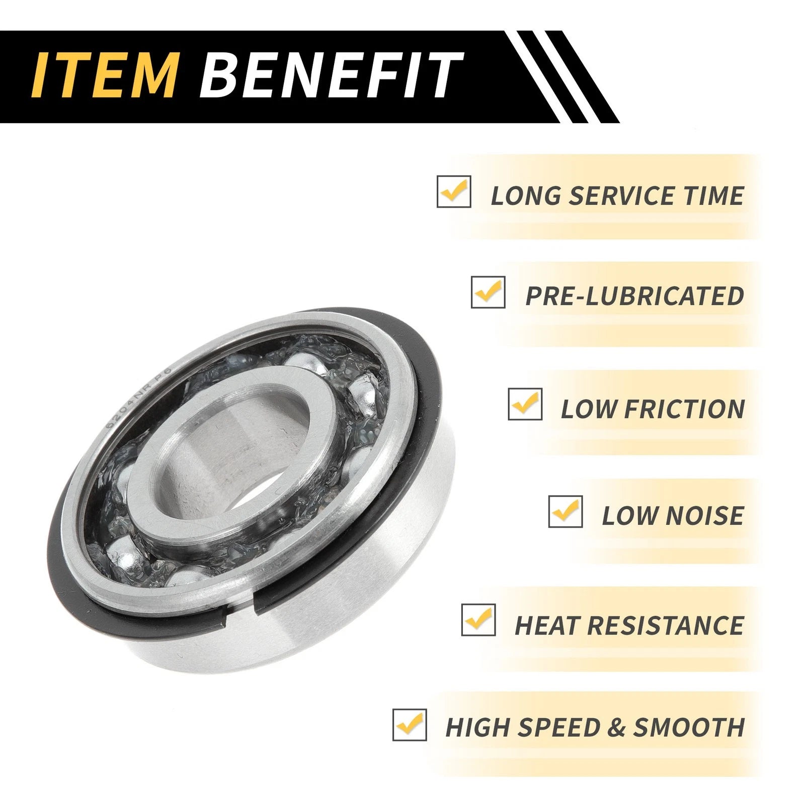6204NR Deep Groove Ball Bearing for Scooter Skateboard (P6, 20x47x14mm)