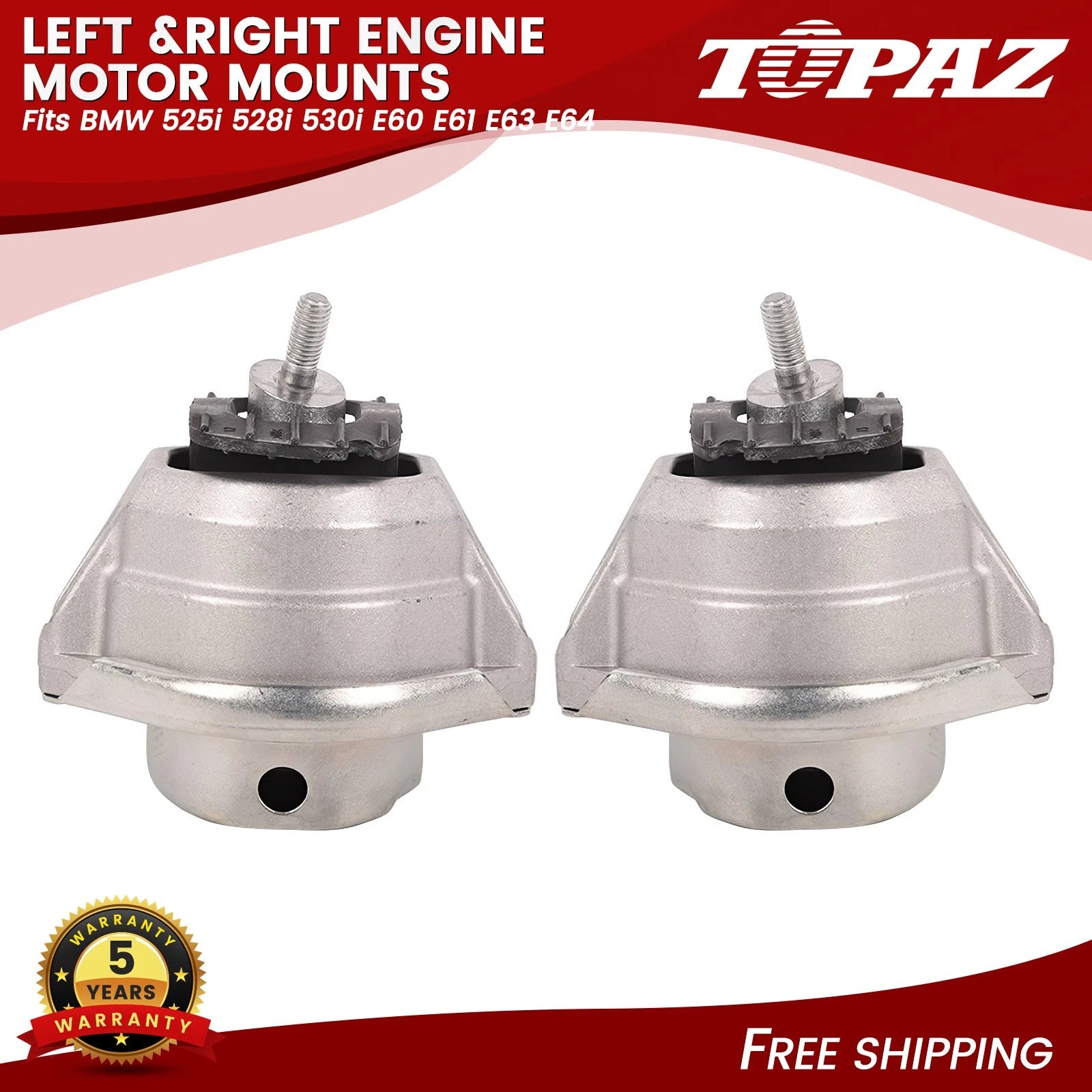 Set of 2 Engine Motor Mounts for BMW 525i 528i 530i (2007–2010)